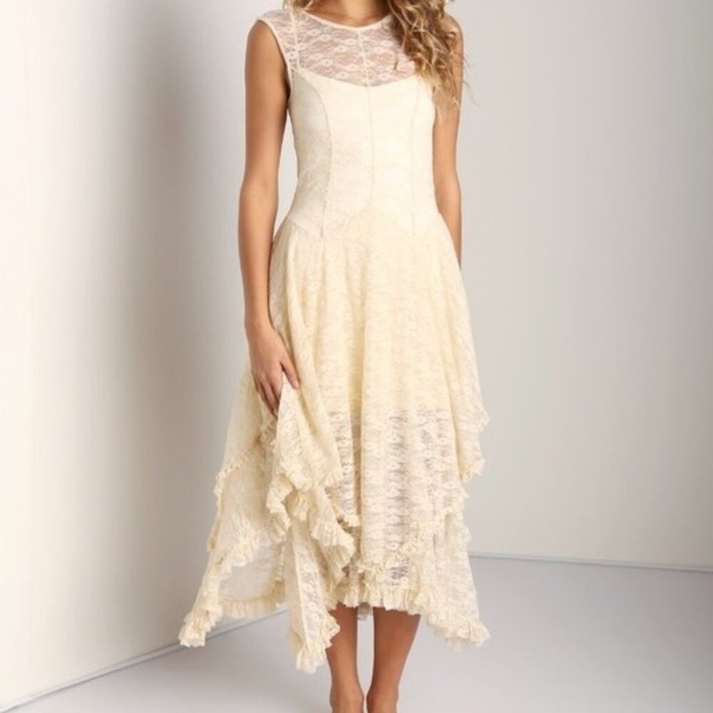 Free People Lace French Courtship Dress and Slip Sz L/M